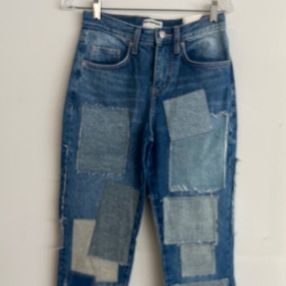 We The Free Free People Denim - We The Free Free People Bare With Me Patchwork Straight Leg Denim Jeans 24
